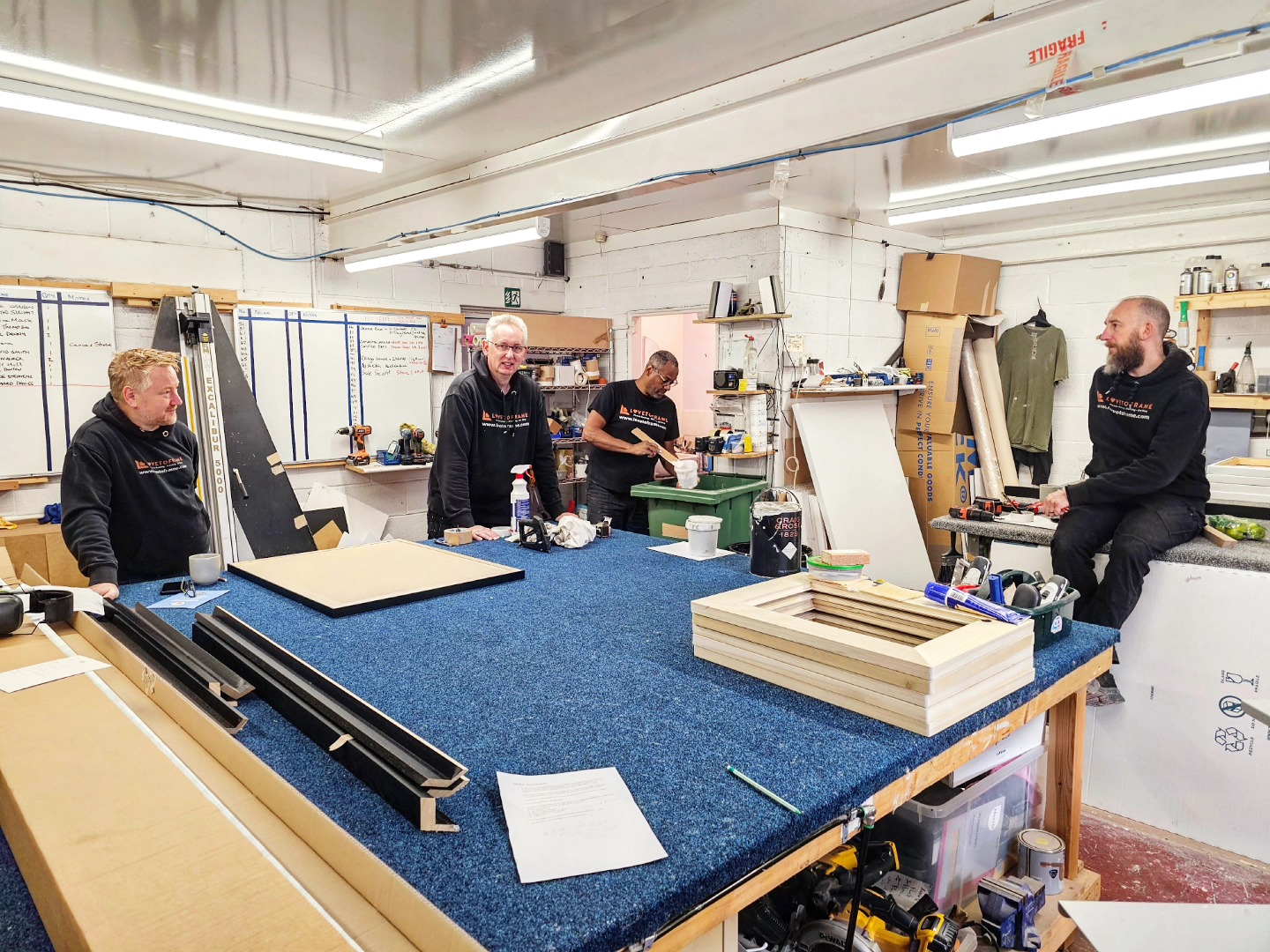 LoveToFrame Manchester picture framing workshop with frame moulding samples
